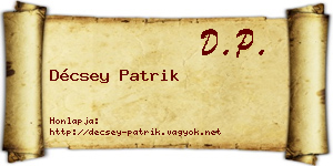 Décsey Patrik névjegykártya