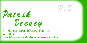patrik decsey business card